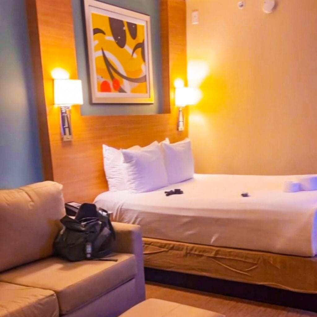 picture of pull out sofa bed and queen sized bed