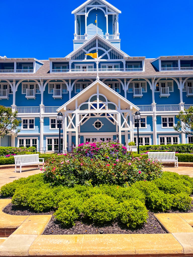 picture of the beach club building from the outside disney's beach club room tour