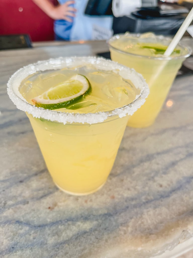 two margaritas at the bar at stormalong bay at Disney's Beach Club Resort.