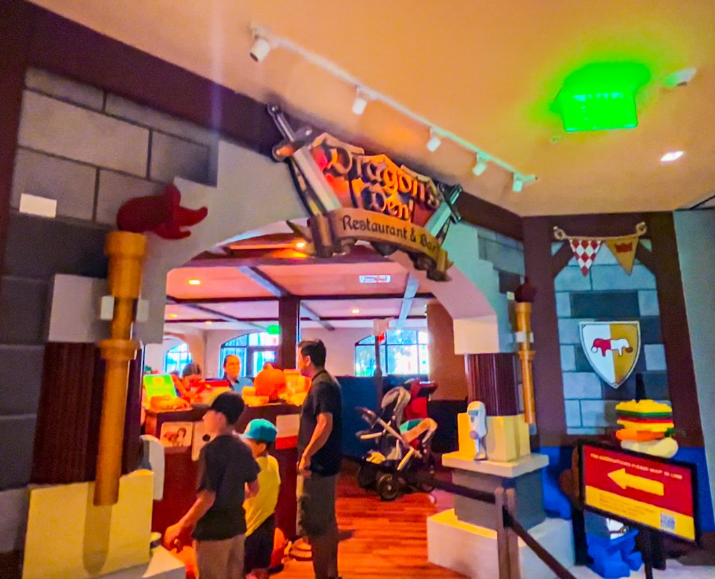 picture of the entrance to the dragon's den restaurant located at the legoland castle hotel