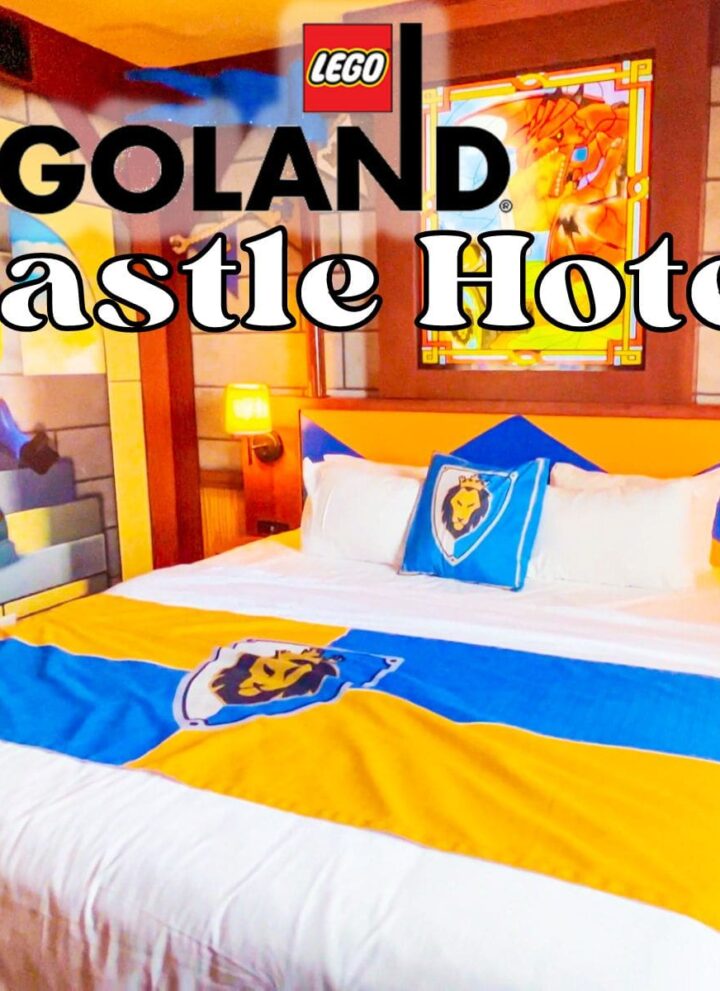 picture of the adult sleeping area with the words legoland caste hotel on top of it