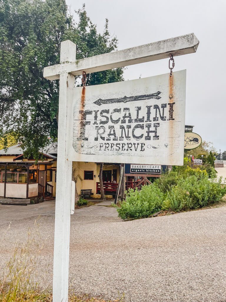 the sign for the Fiscalini Ranch Preserve in the middle of the town.
