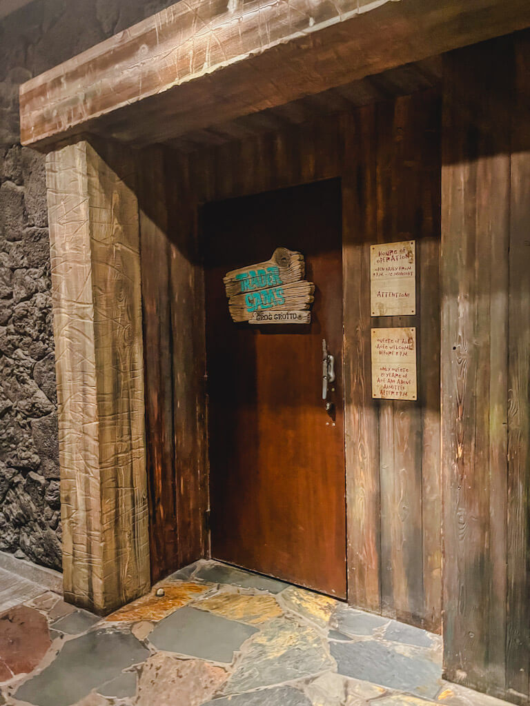 the entrance to Trader Sam's Grogg Groto at Disney's Polynesian Resort on our Monorail bar crawl.