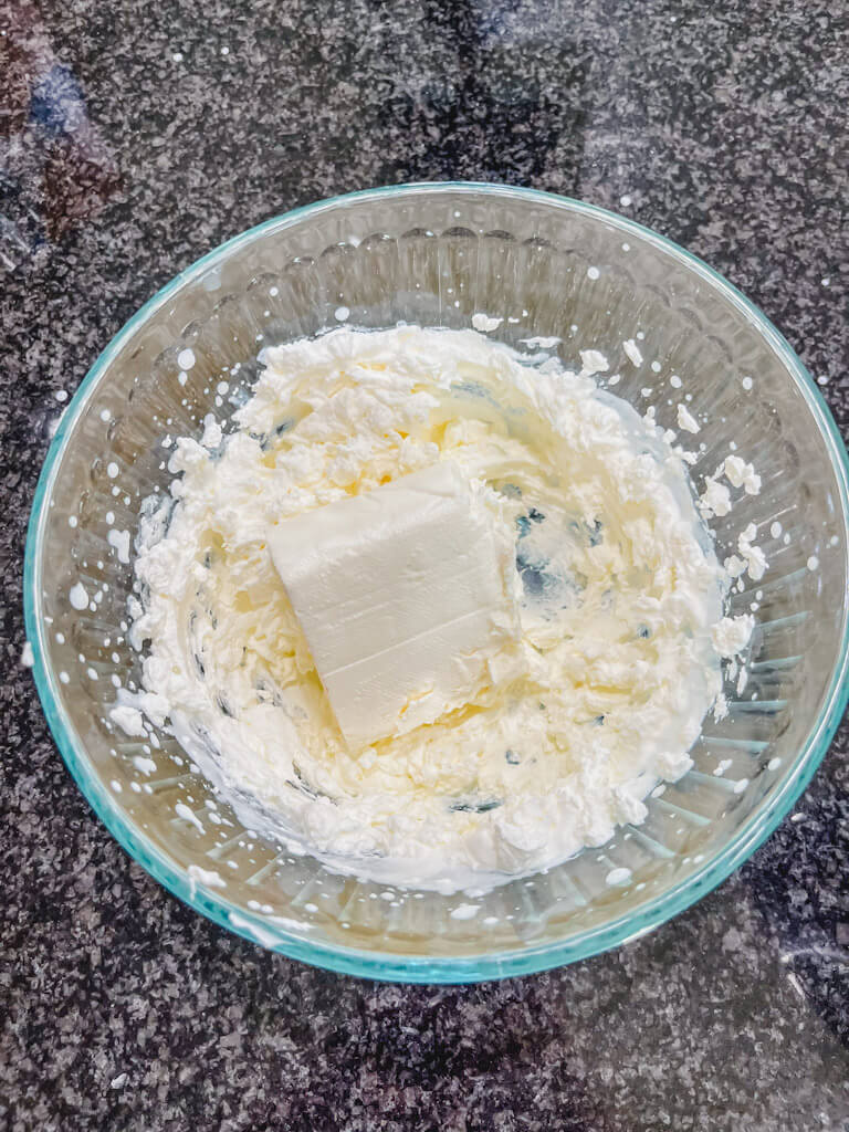 softened cream cheese added to the whipped cream.
