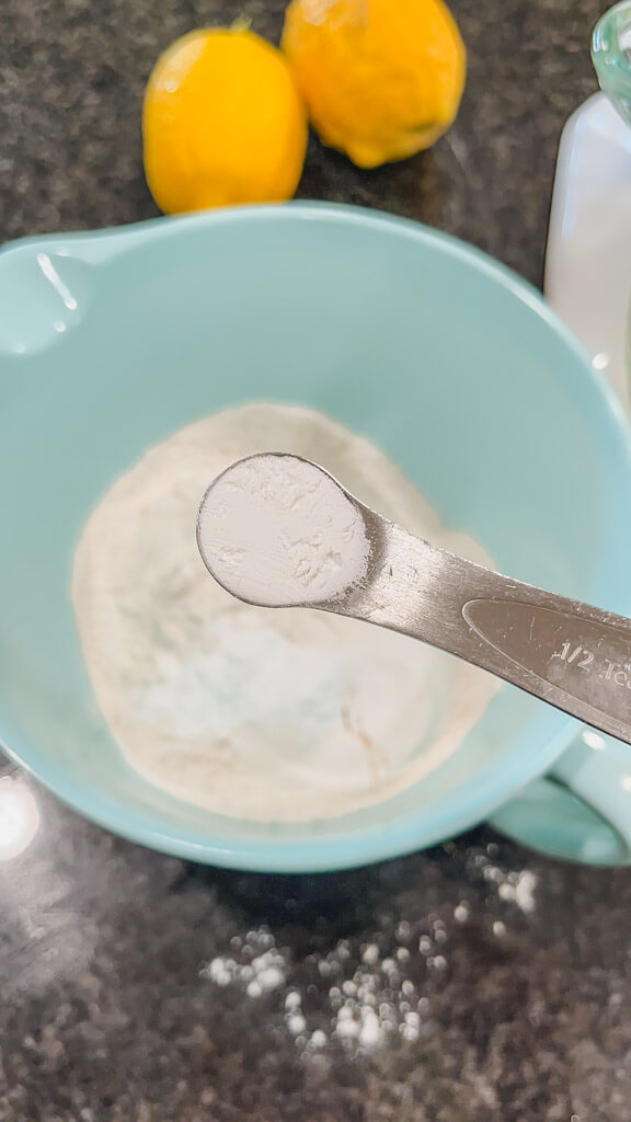1 teaspoon of baking soda being added to the flour.