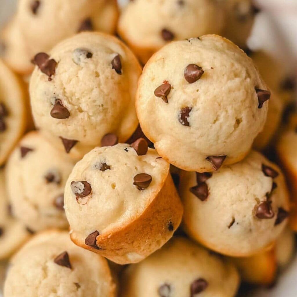 close up of little bites muffins recipe in a white bowl.