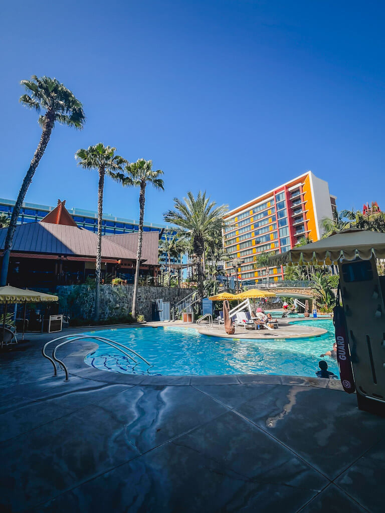View of the "E" ticket pool with the Discovery Tower in the background.