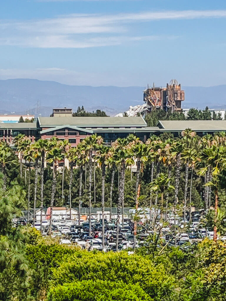 zoomed in view of Guardians of the Galaxy attraction from our balcony.