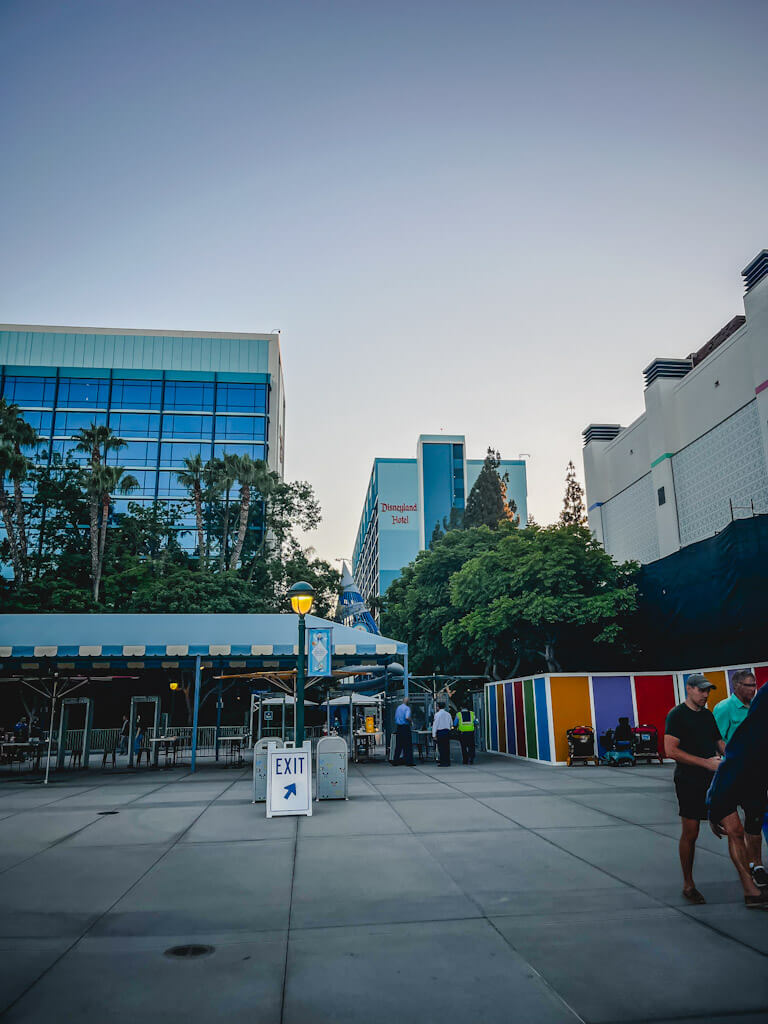 view of the Adventure Tower from Downtown Disney.