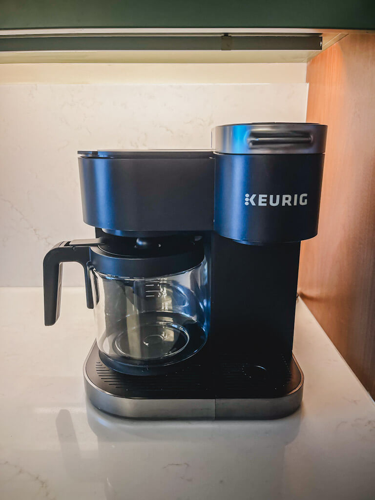 a Keurig K-Duo coffee maker in a one bedroom villa at Disneyland Hotel.