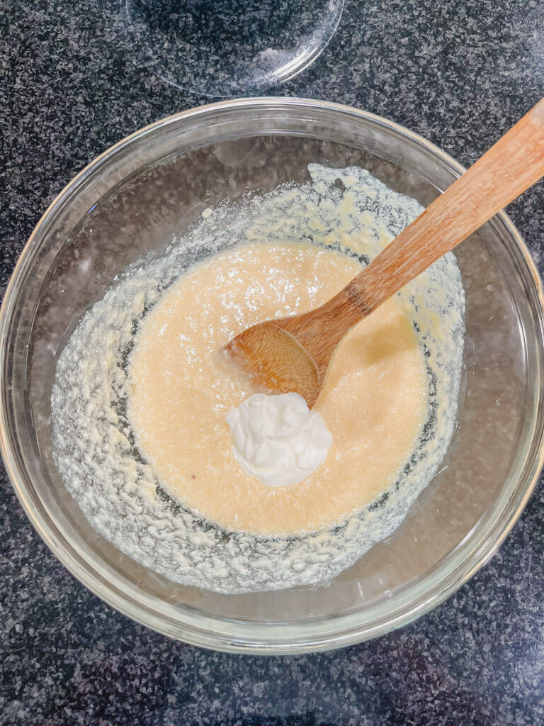 sour cream added to the butter mixture.