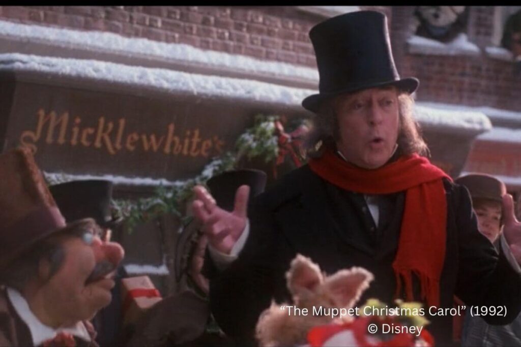 Michael Caine still shot in front of a shop sign named Micklewhite's.