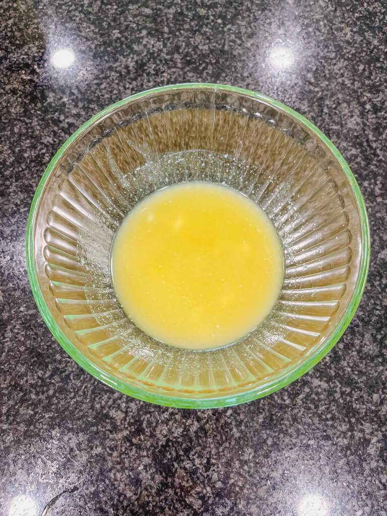 melted butter in a glass bowl.