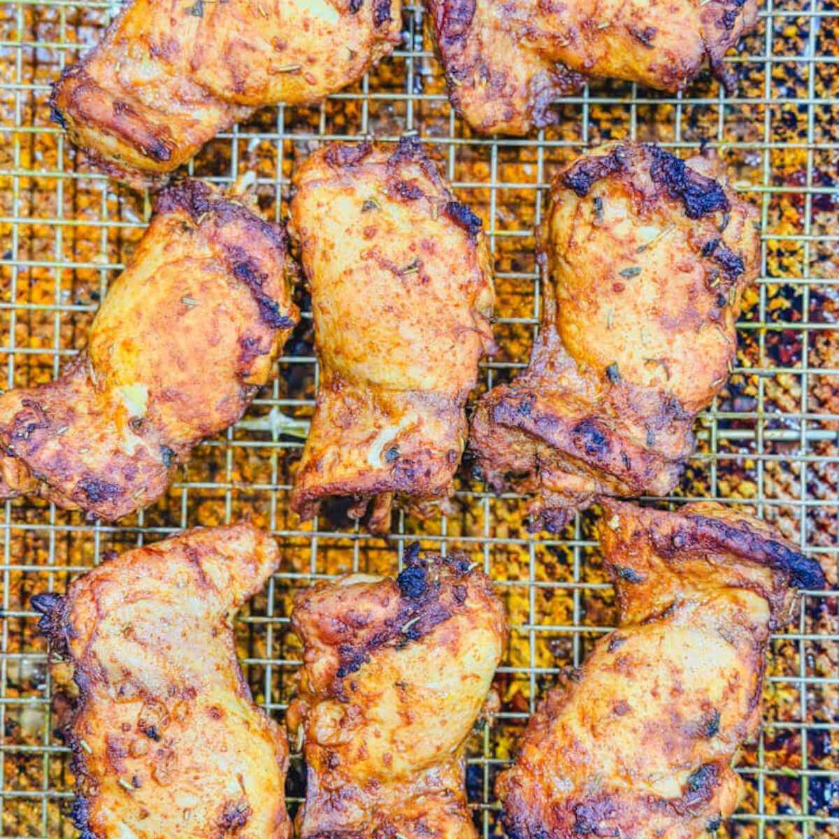 Copycat Trader Joe's Chicken Shawarma after baking on a wire rack.